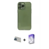 MARSİLYAN™- iPhone 13 Pro Max Kılıf Ahenk Doku - Siyah Bilvis 5in1 3D Magic Cam Ekran Koruyucu + Rainbow Kamera Lens Koruma Cam - MI
