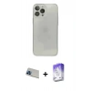 MARSİLYAN™- iPhone 13 Pro Max Kılıf Ahenk Doku - Siyah Bilvis 5in1 3D Magic Cam Ekran Koruyucu + Rainbow Kamera Lens Koruma Cam - MI