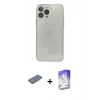 MARSİLYAN™- iPhone 13 Pro Max Kılıf Ahenk Doku - Siyah Bilvis 5in1 3D Magic Cam Ekran Koruyucu + Pembe Renkli Kamera Lens Koruma Cam