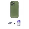 MARSİLYAN™- iPhone 13 Pro Max Kılıf Ahenk Doku - Siyah Bilvis 5in1 3D Magic Cam Ekran Koruyucu + Pembe Renkli Kamera Lens Koruma Cam