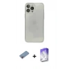 MARSİLYAN™- iPhone 13 Pro Max Kılıf Ahenk Doku - Siyah Bilvis 5in1 3D Magic Cam Ekran Koruyucu + Shine Kamera Lens Koruma Cam - PE