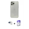 MARSİLYAN™- iPhone 13 Pro Max Kılıf Ahenk Doku - Siyah Bilvis 5in1 3D Magic Cam Ekran Koruyucu + Pers Alüminyum Kamera Lens - LT