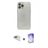 MARSİLYAN™- iPhone 13 Pro Max Kılıf Ahenk Doku - Siyah Bilvis 5in1 3D Magic Cam Ekran Koruyucu + Pers Alüminyum Kamera Lens - GD