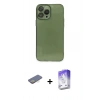MARSİLYAN™- iPhone 13 Pro Max Kılıf Ahenk Doku - Siyah Bilvis 5in1 3D Magic Cam Ekran Koruyucu + Renkli Kamera Lens Koruma Cam - SI