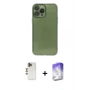MARSİLYAN™- iPhone 13 Pro Max Kılıf Ahenk Doku - Siyah Bilvis 5in1 3D Magic Cam Ekran Koruyucu + Shine Kamera Lens - GD