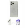 MARSİLYAN™- iPhone 13 Pro Max Kılıf Ahenk Doku - Siyah Bilvis 5in1 3D Magic Cam Ekran Koruyucu + Shine Kamera Lens - GD
