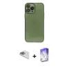 MARSİLYAN™- iPhone 13 Pro Max Kılıf Ahenk Doku - Siyah Bilvis 5in1 3D Magic Cam Ekran Koruyucu + Pers Alüminyum Kamera Lens - SABE