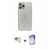 MARSİLYAN™- iPhone 13 Pro Max Kılıf Ahenk Doku - Siyah Bilvis 5in1 3D Magic Cam Ekran Koruyucu + Pers Alüminyum Kamera Lens - SABE