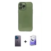 MARSİLYAN™- iPhone 13 Pro Max Kılıf Ahenk Doku - Siyah Bilvis 5in1 5D Magic Hayalet Cam Ekran Koruyucu + Neon Fosforlu Kamera Lens - MI