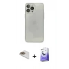 MARSİLYAN™- iPhone 13 Pro Max Kılıf Ahenk Doku - Siyah Bilvis 5in1 5D Magic Hayalet Cam Ekran Koruyucu + Pers Alüminyum Kamera Lens - GD
