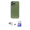 MARSİLYAN™- iPhone 13 Pro Max Kılıf Ahenk Doku - Siyah Bilvis 5in1 5D Magic Hayalet Cam Ekran Koruyucu + Pers Alüminyum Kamera Lens - GD