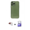MARSİLYAN™- iPhone 13 Pro Max Kılıf Ahenk Doku - Siyah Bilvis 5in1 5D Magic Hayalet Cam Ekran Koruyucu + Pers Alüminyum Kamera Lens - KI