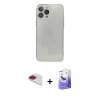 MARSİLYAN™- iPhone 13 Pro Max Kılıf Ahenk Doku - Siyah Bilvis 5in1 5D Magic Hayalet Cam Ekran Koruyucu + Pers Alüminyum Kamera Lens - KI
