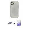 MARSİLYAN™- iPhone 13 Pro Max Kılıf Ahenk Doku - Siyah Bilvis 5in1 5D Magic Hayalet Cam Ekran Koruyucu + Renkli Kamera Lens Koruma Cam - MI