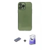 MARSİLYAN™- iPhone 13 Pro Max Kılıf Ahenk Doku - Siyah Bilvis 5in1 5D Magic Hayalet Cam Ekran Koruyucu + Renkli Kamera Lens Koruma Cam - MI