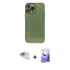 MARSİLYAN™- iPhone 13 Pro Max Kılıf Ahenk Doku - Siyah Bilvis 5in1 5D Magic Hayalet Cam Ekran Koruyucu + Pers Alüminyum Kamera Lens - SABE