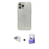 MARSİLYAN™- iPhone 13 Pro Max Kılıf Ahenk Doku - Siyah Bilvis 5in1 5D Magic Hayalet Cam Ekran Koruyucu + Pers Alüminyum Kamera Lens - SABE