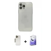 MARSİLYAN™- iPhone 13 Pro Max Kılıf Ahenk Doku - Siyah Bilvis 5in1 5D Magic Hayalet Cam Ekran Koruyucu + Shine Kamera Lens - GD