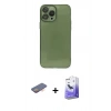 MARSİLYAN™- iPhone 13 Pro Max Kılıf Ahenk Doku - Siyah Bilvis 5in1 5D Magic Hayalet Cam Ekran Koruyucu + Renkli Kamera Lens Koruma Cam - TU