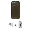 MARSİLYAN™- iPhone 13 Pro Max Kılıf Ahenk Doku - Siyah Bilvis Hayalet Cam Ekran Koruyucu + Pers Alüminyum Kamera Lens - GI