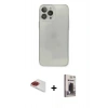 MARSİLYAN™- iPhone 13 Pro Max Kılıf Ahenk Doku - Siyah Bilvis Hayalet Cam Ekran Koruyucu + Pers Alüminyum Kamera Lens - KI