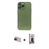 MARSİLYAN™- iPhone 13 Pro Max Kılıf Ahenk Doku - Siyah Bilvis Hayalet Cam Ekran Koruyucu + Rainbow Kamera Lens Koruma Cam - KI