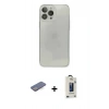MARSİLYAN™- iPhone 13 Pro Max Kılıf Ahenk Doku - Siyah Bilvis Hayalet Cam Ekran Koruyucu + Renkli Kamera Lens Koruma Cam - MI