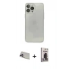 MARSİLYAN™- iPhone 13 Pro Max Kılıf Ahenk Doku - Siyah Bilvis Hayalet Cam Ekran Koruyucu + Rainbow Kamera Lens Koruma Cam - MR