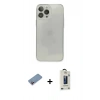 MARSİLYAN™- iPhone 13 Pro Max Kılıf Ahenk Doku - Siyah Bilvis Hayalet Cam Ekran Koruyucu + Shine Kamera Lens Koruma Cam - PE
