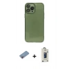 MARSİLYAN™- iPhone 13 Pro Max Kılıf Ahenk Doku - Siyah Bilvis Hayalet Cam Ekran Koruyucu + Shine Kamera Lens Koruma Cam - PE