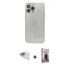 MARSİLYAN™- iPhone 13 Pro Max Kılıf Ahenk Doku - Siyah Bilvis Hayalet Cam Ekran Koruyucu + Pers Alüminyum Kamera Lens - SABE
