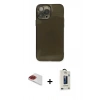 MARSİLYAN™- iPhone 13 Pro Max Kılıf Ahenk Doku - Siyah Bilvis Hayalet Cam Ekran Koruyucu + Pers Alüminyum Kamera Lens - KI