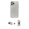 MARSİLYAN™- iPhone 13 Pro Max Kılıf Ahenk Doku - Siyah Bilvis Hayalet Cam Ekran Koruyucu + Rainbow Kamera Lens Koruma Cam - KI