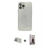 MARSİLYAN™- iPhone 13 Pro Max Kılıf Ahenk Doku - Siyah Bilvis Hayalet Cam Ekran Koruyucu + Rose Gold Rainbow Kamera Lens Koruma Cam