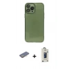 MARSİLYAN™- iPhone 13 Pro Max Kılıf Ahenk Doku - Siyah Bilvis Hayalet Cam Ekran Koruyucu + Renkli Kamera Lens Koruma Cam - SI