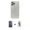 MARSİLYAN™- iPhone 13 Pro Max Kılıf Ahenk Doku - Siyah Joko 5D Cam + Neon Fosforlu Kamera Lens - BZ