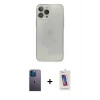 MARSİLYAN™- iPhone 13 Pro Max Kılıf Ahenk Doku - Siyah Joko 5D Cam + Neon Fosforlu Kamera Lens - MI