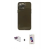 MARSİLYAN™- iPhone 13 Pro Max Kılıf Ahenk Doku - Siyah Joko 5D Cam + Pers Alüminyum Kamera Lens - GI