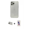 MARSİLYAN™- iPhone 13 Pro Max Kılıf Ahenk Doku - Siyah Joko 5D Cam + Rainbow Kamera Lens Koruma Cam - BZ