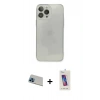 MARSİLYAN™- iPhone 13 Pro Max Kılıf Ahenk Doku - Siyah Joko 5D Cam + Rainbow Kamera Lens Koruma Cam - MI