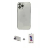MARSİLYAN™- iPhone 13 Pro Max Kılıf Ahenk Doku - Siyah Joko 5D Cam + Rainbow Kamera Lens Koruma Cam - MR
