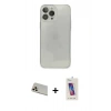MARSİLYAN™- iPhone 13 Pro Max Kılıf Ahenk Doku - Siyah Joko 5D Cam + Rainbow Kamera Lens Koruma Cam - REGD