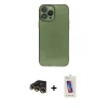 MARSİLYAN™- iPhone 13 Pro Max Kılıf Ahenk Doku - Siyah Joko 5D Cam + Raze Metal Kamera Lens - GD