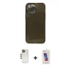 MARSİLYAN™- iPhone 13 Pro Max Kılıf Ahenk Doku - Siyah Joko 5D Cam + Shine Kamera Lens - GD