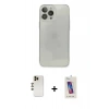 MARSİLYAN™- iPhone 13 Pro Max Kılıf Ahenk Doku - Siyah Joko 5D Cam + Shine Kamera Lens - GD