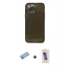 MARSİLYAN™- iPhone 13 Pro Max Kılıf Ahenk Doku - Siyah Joko 5D Cam + Shine Kamera Lens Koruma Cam - MI