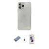MARSİLYAN™- iPhone 13 Pro Max Kılıf Ahenk Doku - Siyah Joko 5D Cam + Shine Kamera Lens Koruma Cam - PE