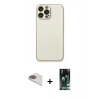 MARSİLYAN™- iPhone 13 Pro Max Kılıf Ahenk Işık - Şeffaf 360 Full Body Arka Koruyucu + Gold Pers Alüminyum Kamera Lens