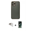MARSİLYAN™- iPhone 13 Pro Max Kılıf Ahenk Işık - Şeffaf 360 Full Body Arka Koruyucu + Gold Pers Alüminyum Kamera Lens