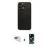 MARSİLYAN™- iPhone 13 Pro Max Kılıf Ahenk Işık - Şeffaf 360 Full Body Arka Koruyucu + Gold Pers Alüminyum Kamera Lens